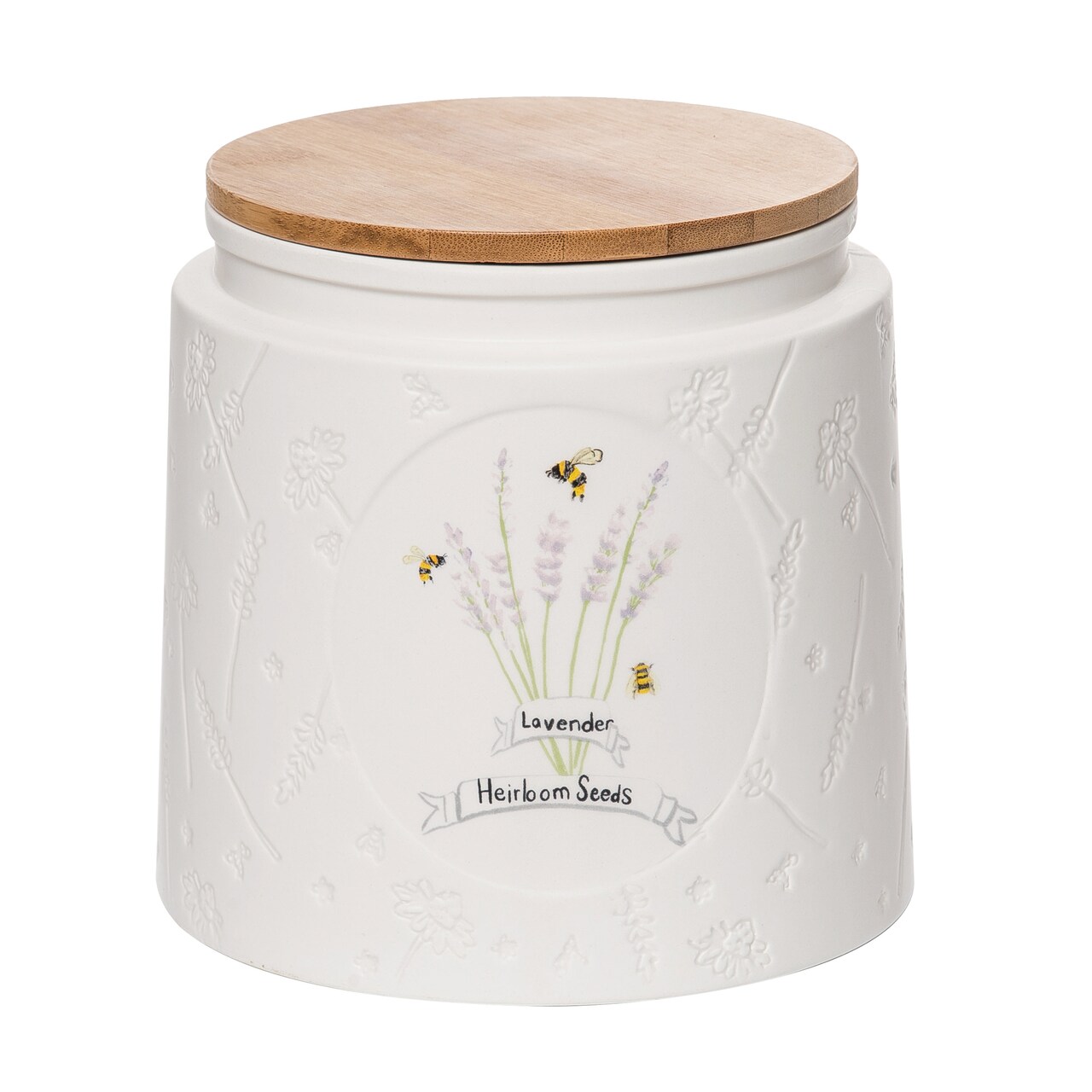 Transpac 7" Off-White Lavender & Lilac Ceramic Cookie Jar - Decorative Tabletop Storage, Food Safe, Dishwasher Safe, Everyday Use